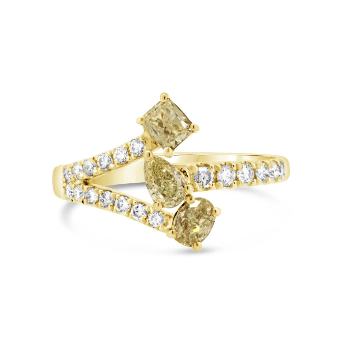 3 Stone Yellow Diamond Band