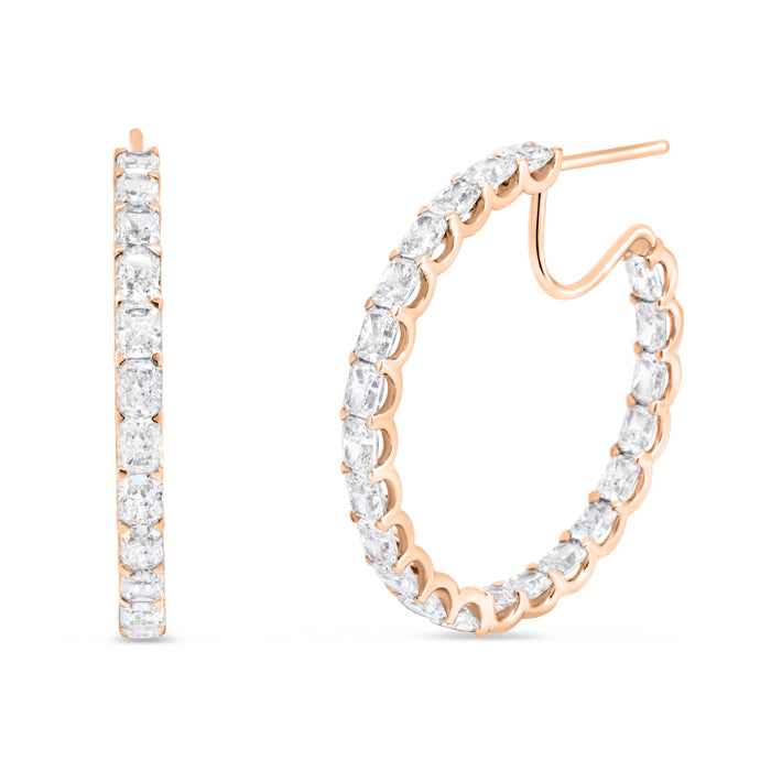 Inside & Out Radiant Cut Diamond Hoops