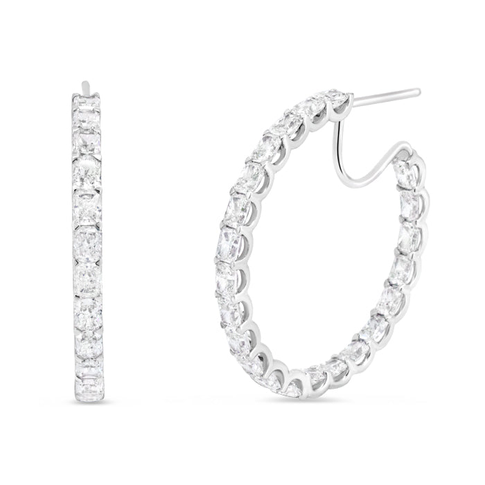 Inside & Out Radiant Cut Diamond Hoops