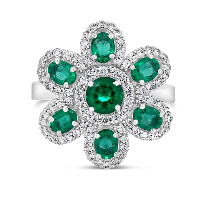 Emerald Flower Ring - Pasha Fine Jewelry