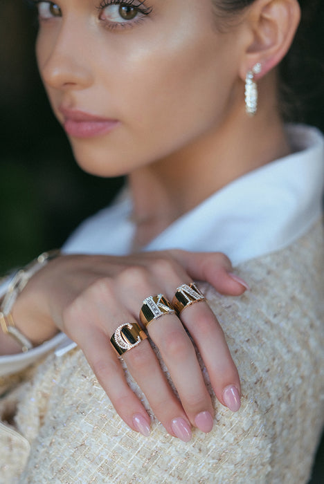 Initial Cigar Band Ring