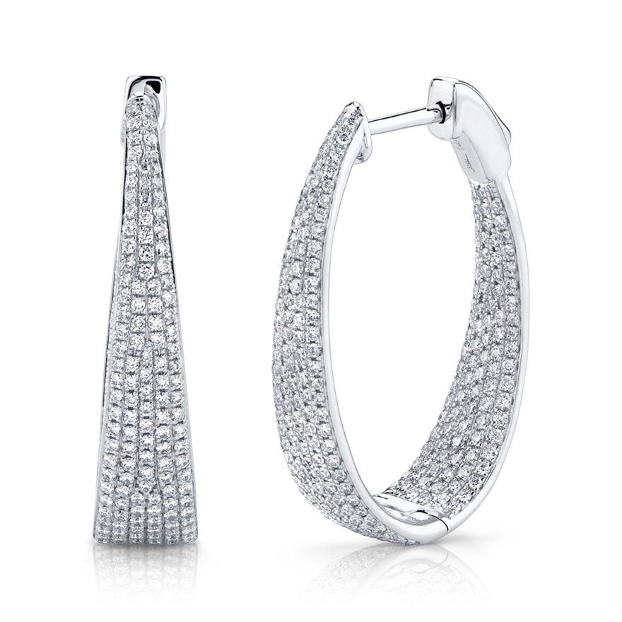 Pave Oval Hoops - Pasha Fine Jewelry