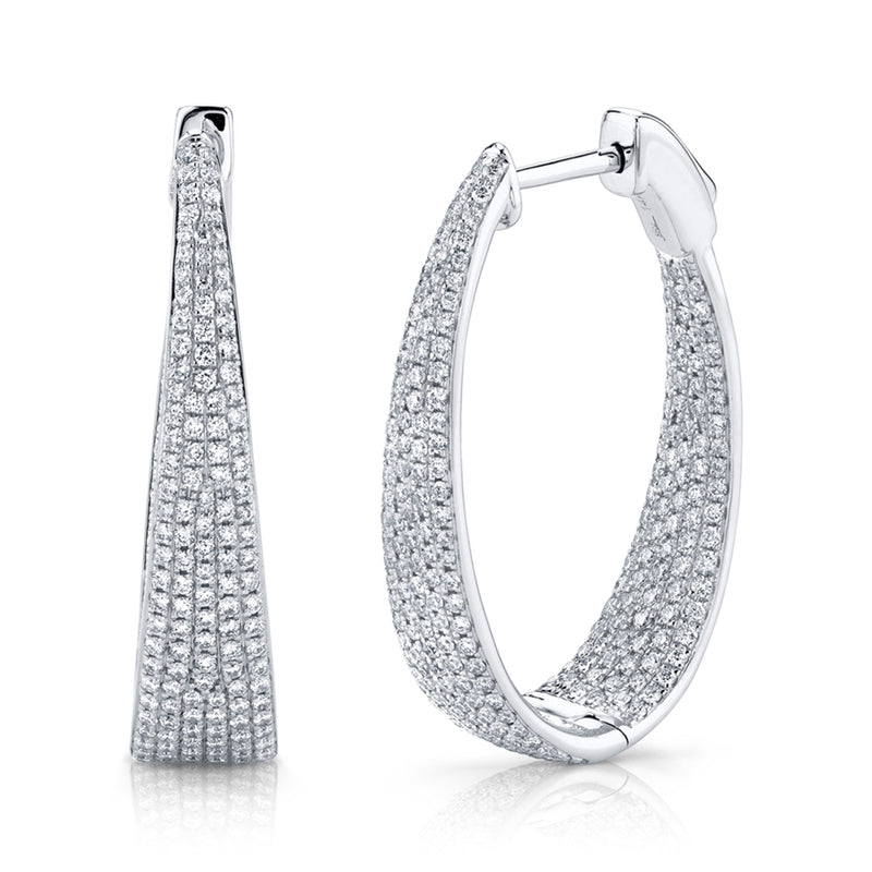 Pave Oval Hoops - Pasha Fine Jewelry