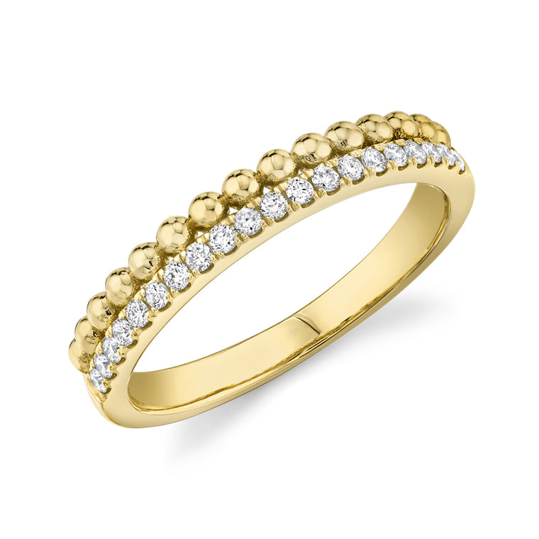 Two row Bead + Diamond Ring