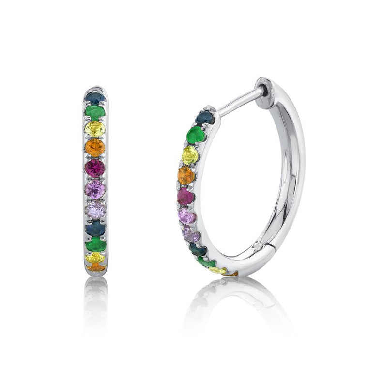 Multi Color Stone Huggies - Pasha Fine Jewelry