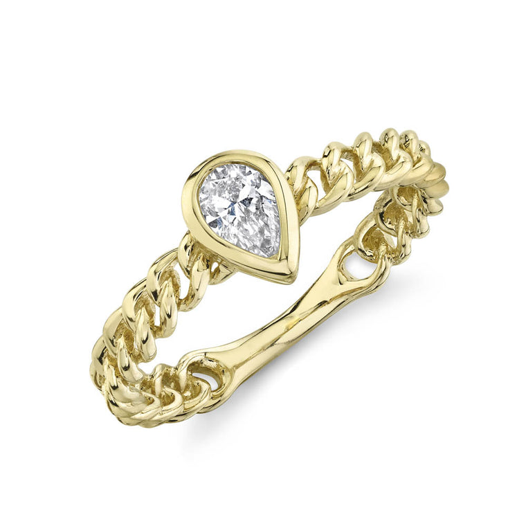 Pear Cut Cuban Link Ring