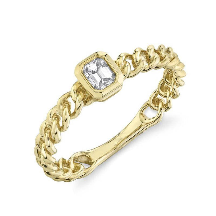 Emerald Cut Cuban Link Ring