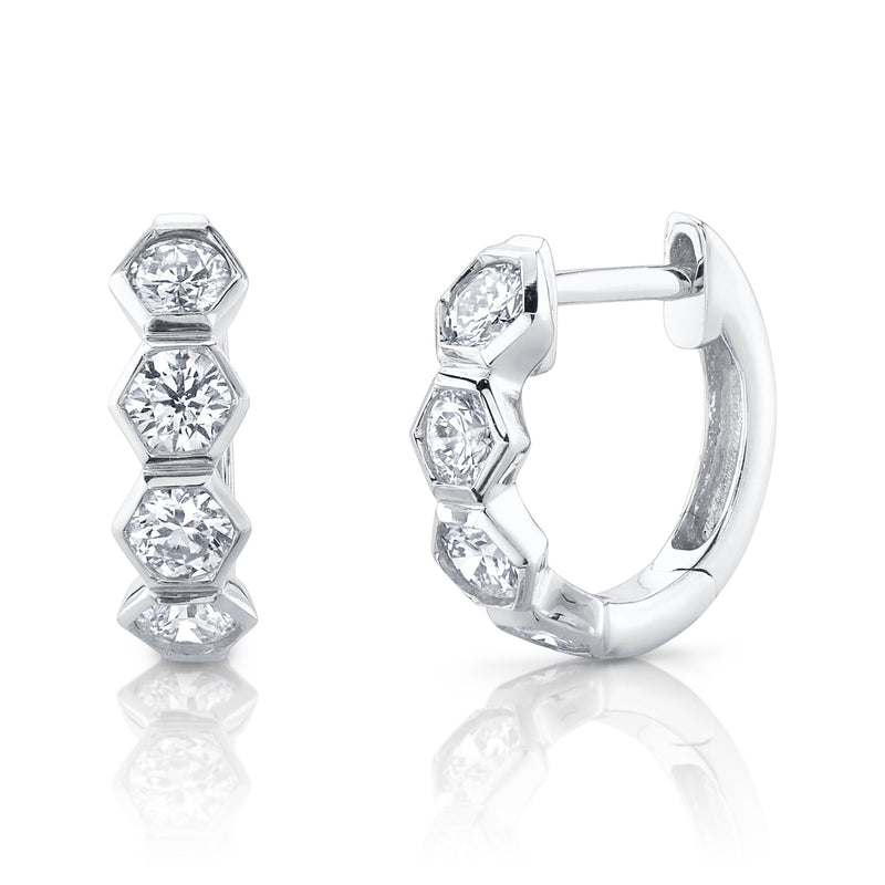 Hexagon Huggies - Pasha Fine Jewelry