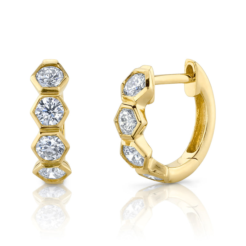 Hexagon Huggies - Pasha Fine Jewelry