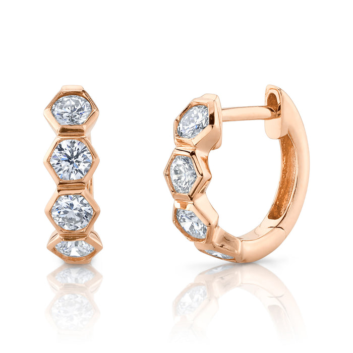 Hexagon Huggies - Pasha Fine Jewelry
