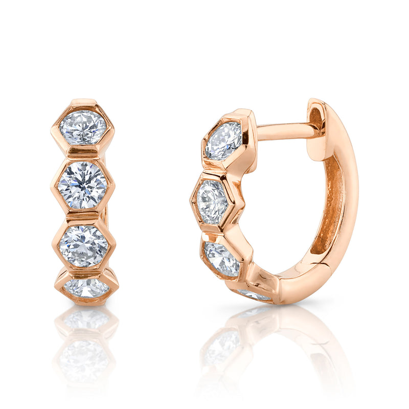 Hexagon Huggies - Pasha Fine Jewelry