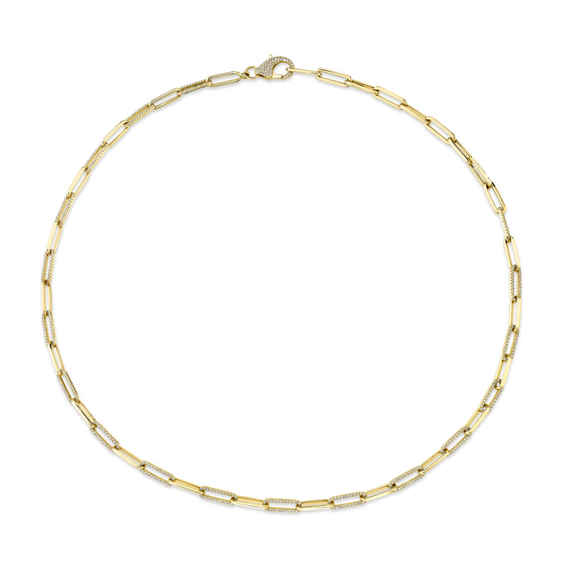 Diamond Paper Clip Link Necklace - Pasha Fine Jewelry