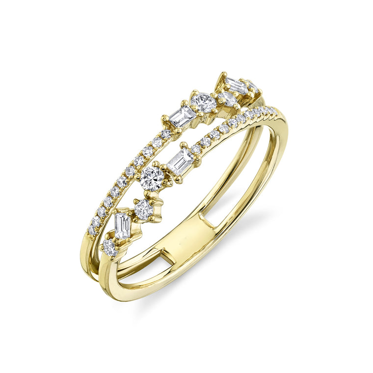 Baguette & Round Diamond Double Band