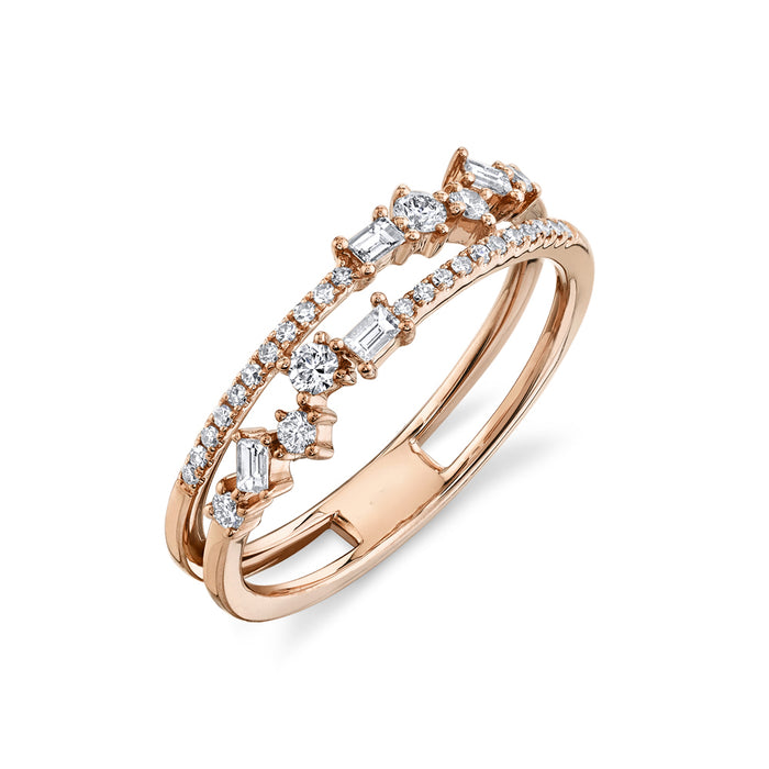 Baguette & Round Diamond Double Band - Pasha Fine Jewelry