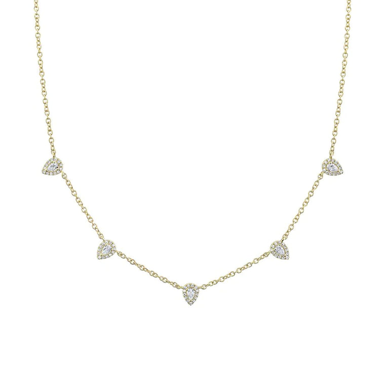 5 Pavé Pear Cut Diamond Necklace