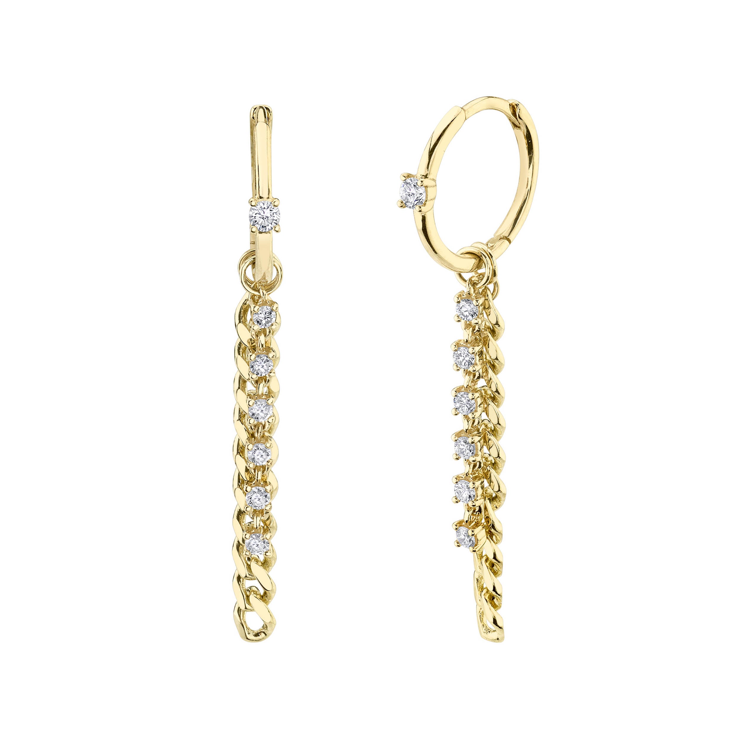 Diamond Link Huggie Earrings - Pasha Fine Jewelry