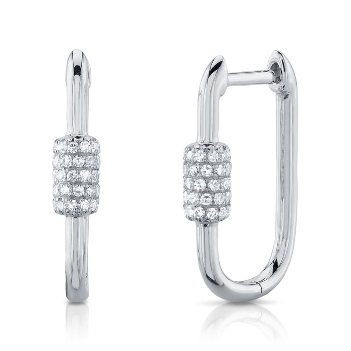 Diamond Oblong Hoop Earrings