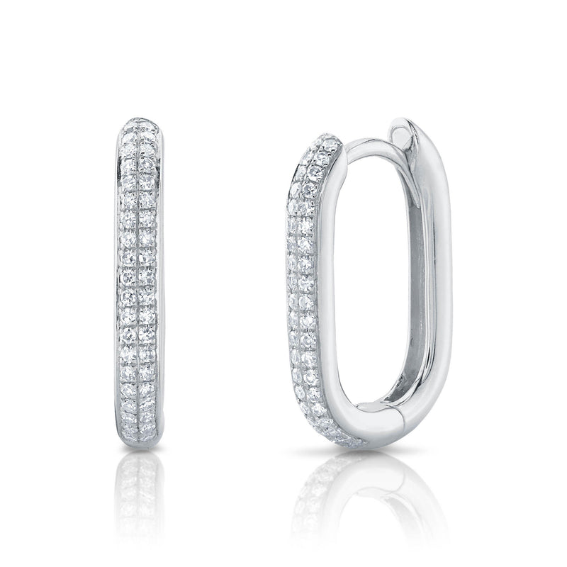 Diamond Oblong Hoop Earrings - Pasha Fine Jewelry