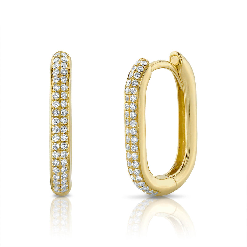 Diamond Oblong Hoop Earrings - Pasha Fine Jewelry