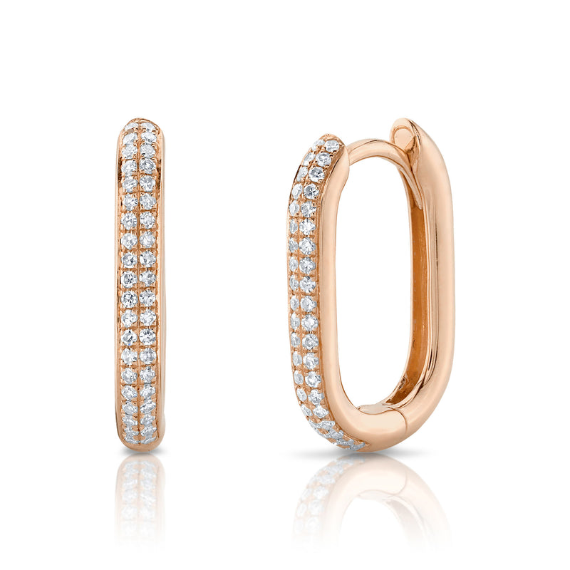Diamond Oblong Hoop Earrings - Pasha Fine Jewelry
