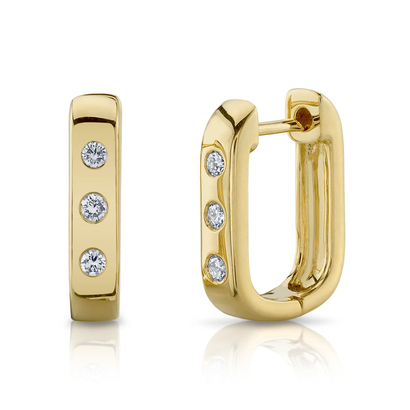 3 Stone Oblong Hoop - Pasha Fine Jewelry
