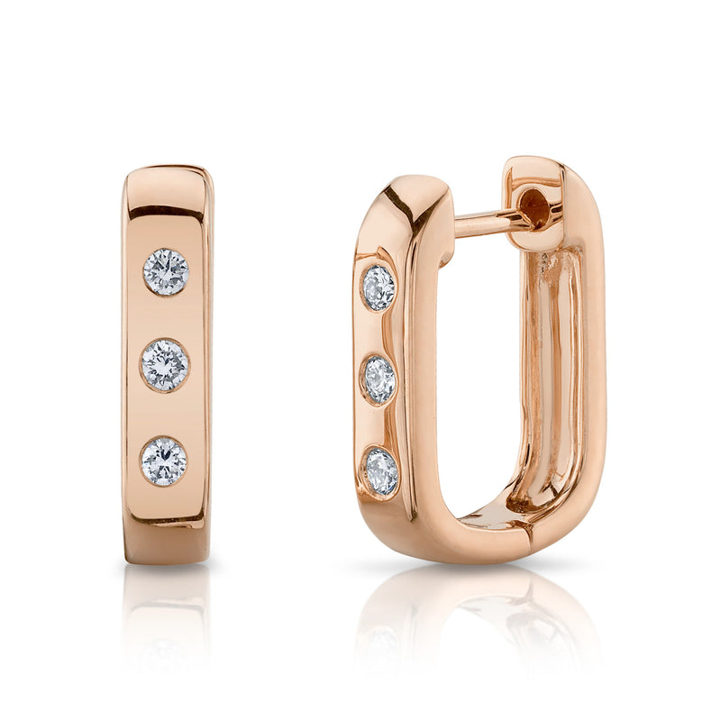 3 Stone Oblong Hoop - Pasha Fine Jewelry