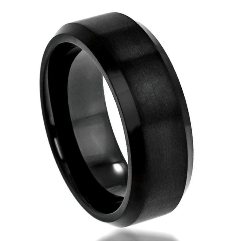 Flat High Polish Beveled Edge Brushed Center - Pasha Fine Jewelry