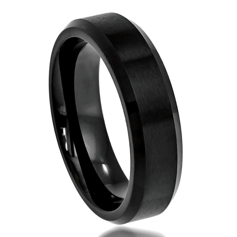 Flat High Polish Beveled Edge Brushed Center - Pasha Fine Jewelry