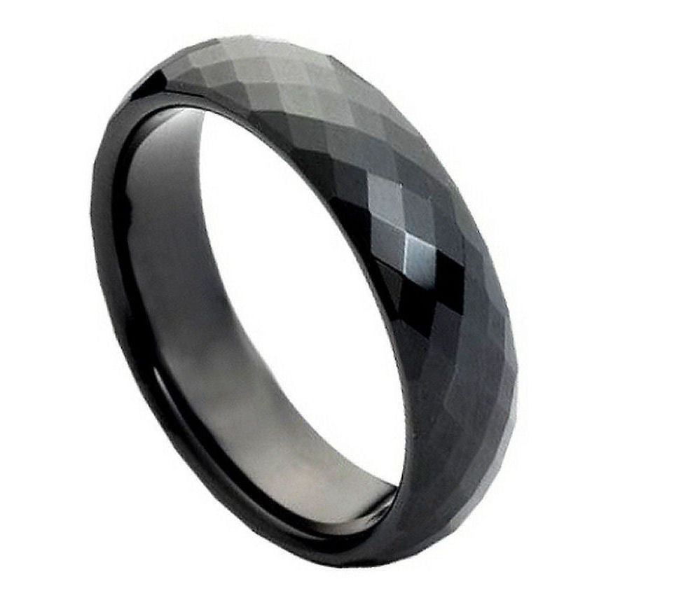 Black Tungsten Faceted Band - Pasha Fine Jewelry