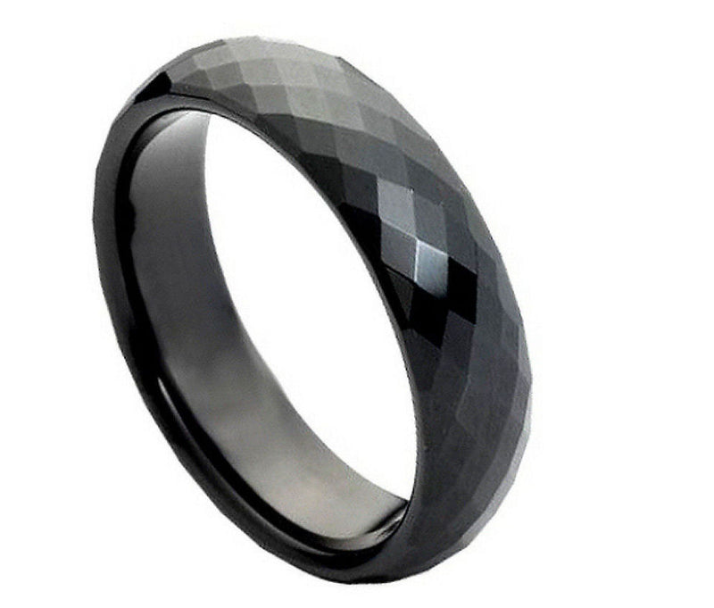 Black Tungsten Faceted Band - Pasha Fine Jewelry