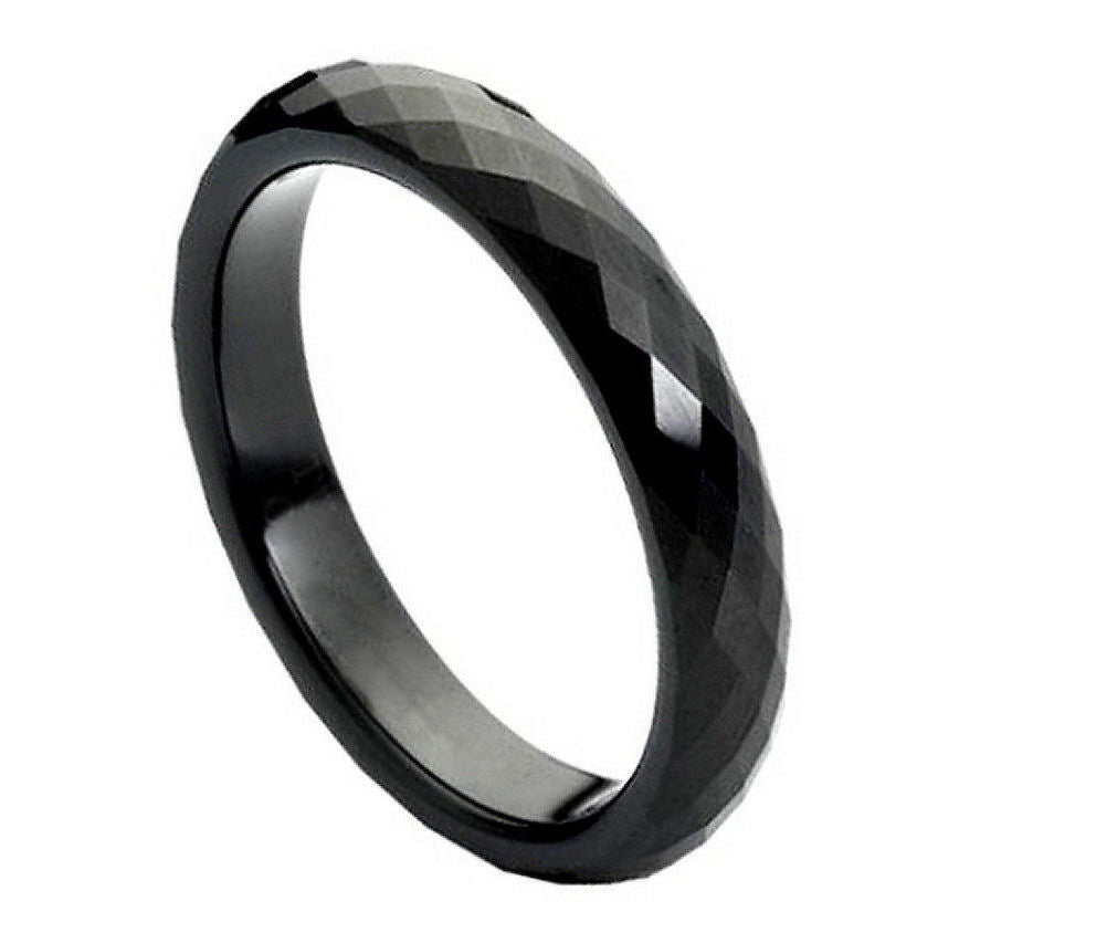 Black Tungsten Faceted Band - Pasha Fine Jewelry