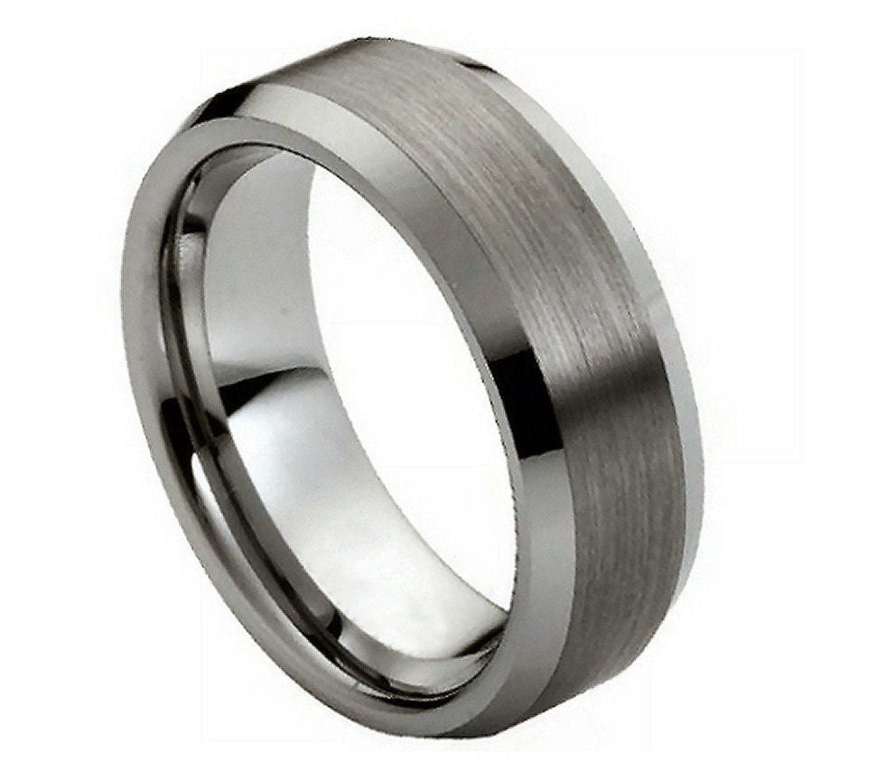 Brushed Center High Polish Beveled Edge - Pasha Fine Jewelry