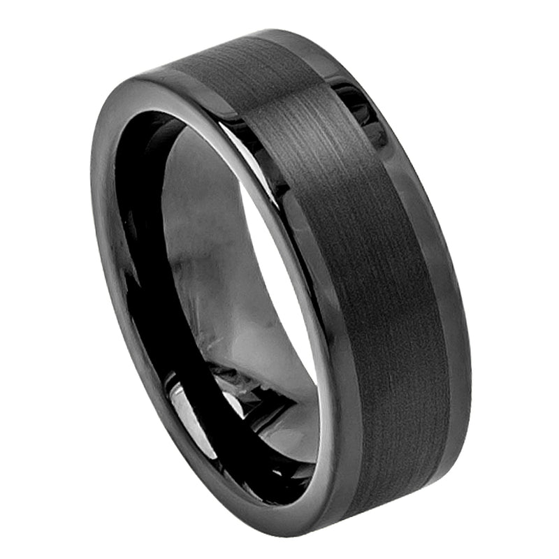 Pipe Cut Brushed Center High Polish Flat Edge - Pasha Fine Jewelry
