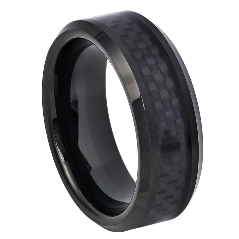 Black Tungsten with Carbon Fiber Inlay - Pasha Fine Jewelry