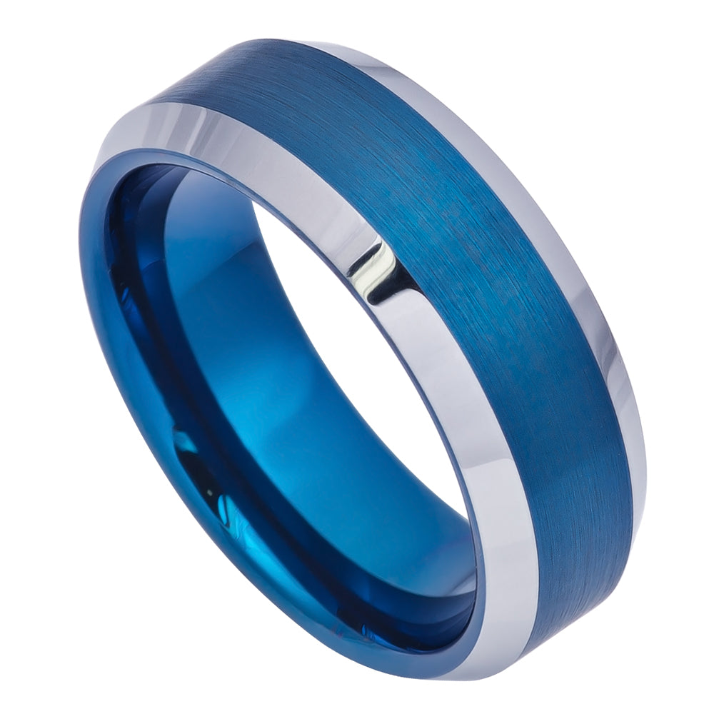 Blue Tungsten with White Edges. - Pasha Fine Jewelry