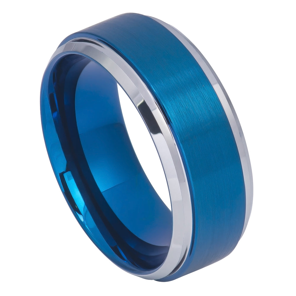 Blue Tungsten with White Edges - Pasha Fine Jewelry