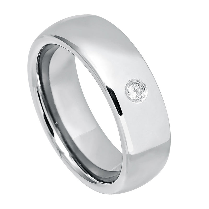 Domed with Single white diamond - Pasha Fine Jewelry