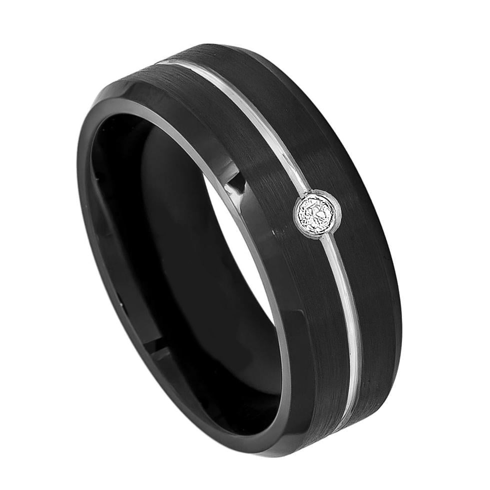 Black Tungsten with White Diamond - Pasha Fine Jewelry