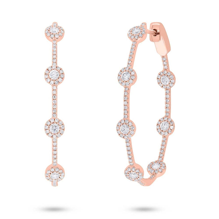 Oval Halo Hoops - Pasha Fine Jewelry