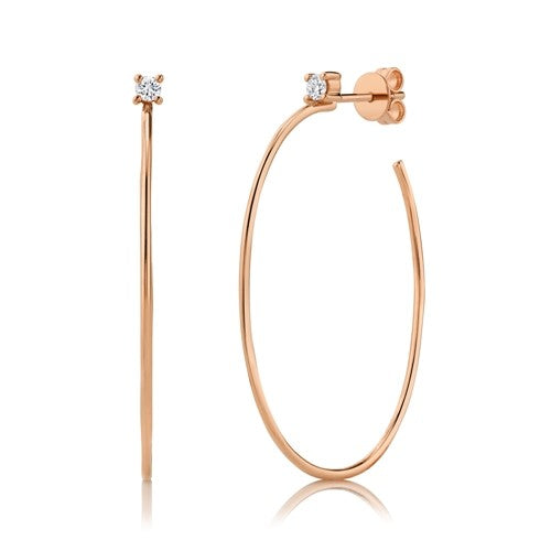 Solitaire Oval Hoop - Pasha Fine Jewelry