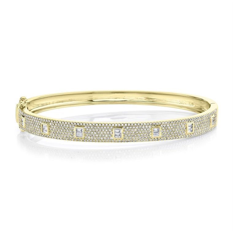 Baguette + Pavé Diamond Bangle