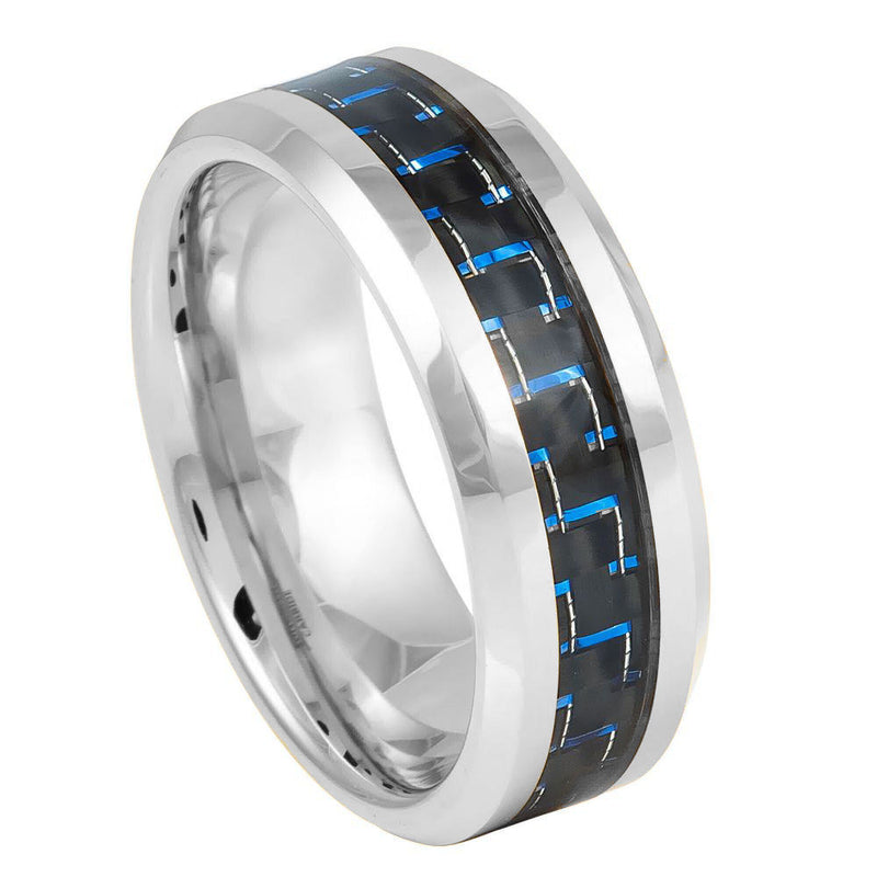 Blue Carbon Fiber Inlay - Pasha Fine Jewelry