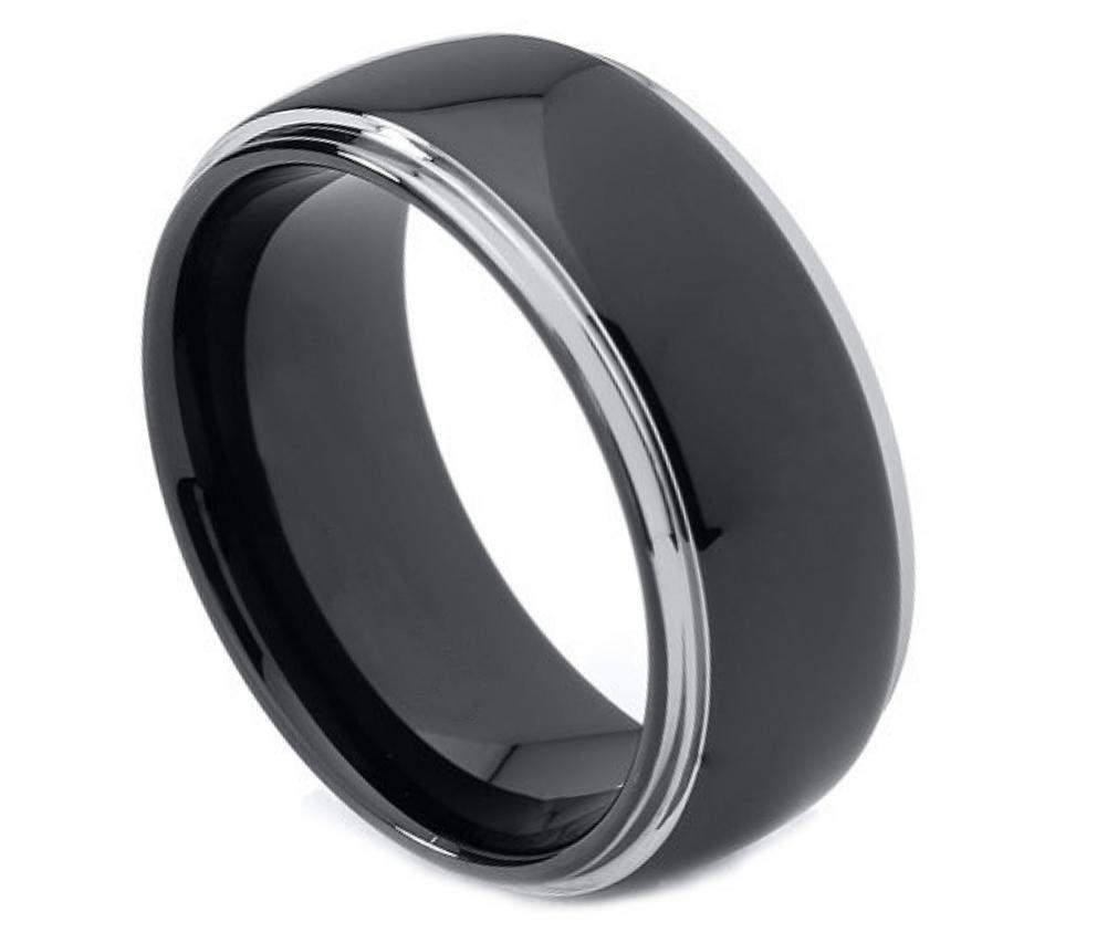 Back Tungsten with White Edges - Pasha Fine Jewelry