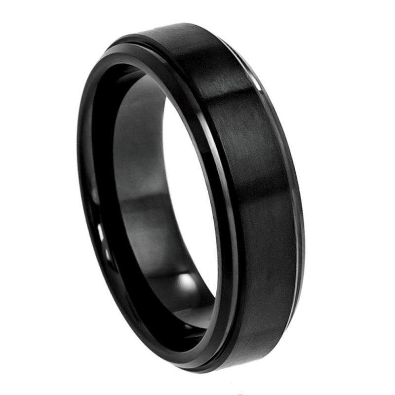 Black Tungsten with Stepped Edge - Pasha Fine Jewelry