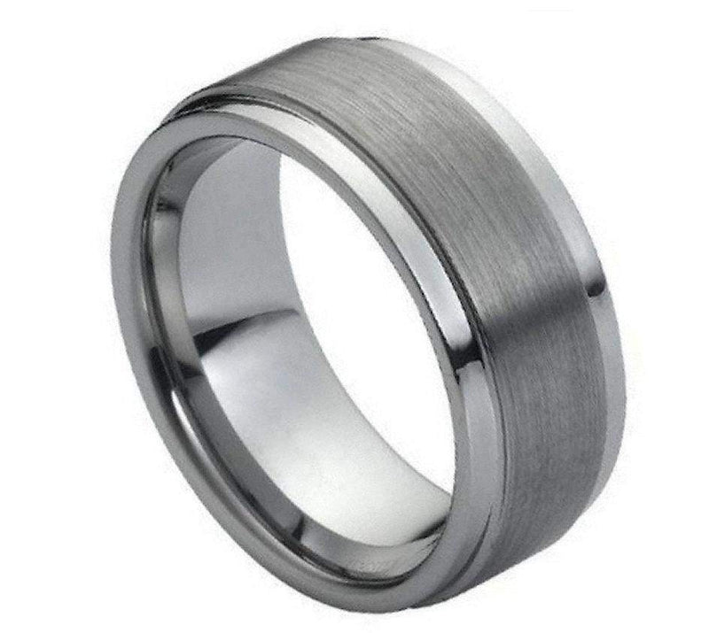 Brushed Center Stepped Edge - Pasha Fine Jewelry