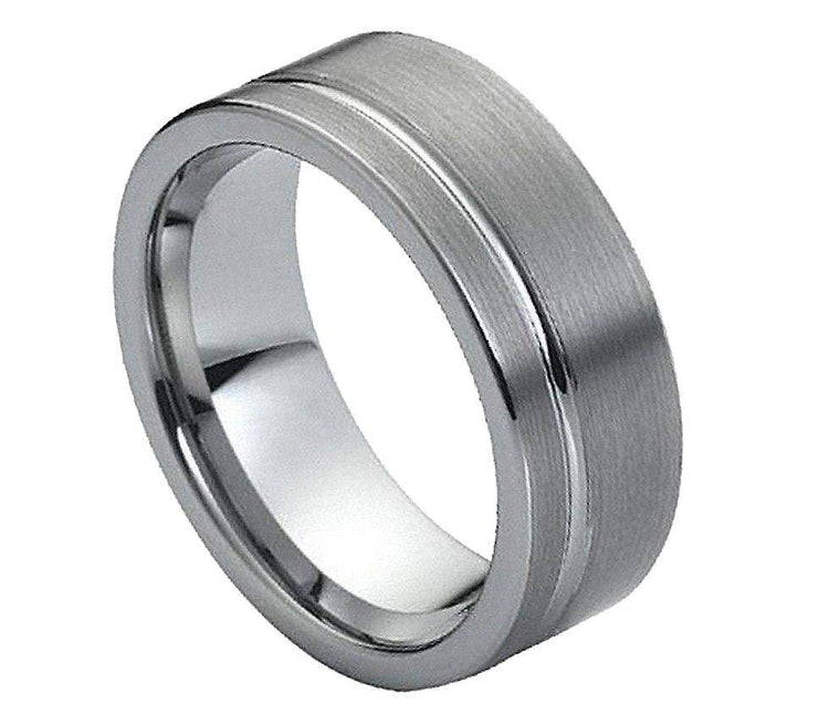 Brushed with Polished Shiny Off-Center Groove