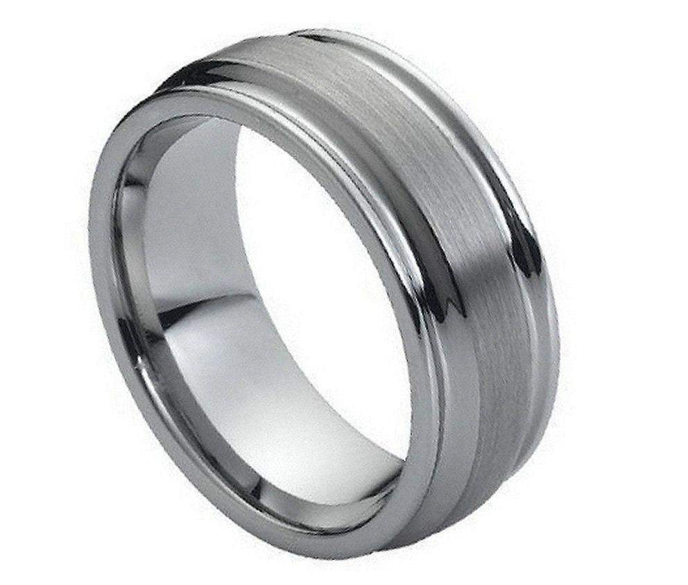 Flat Brushed Center High Polish Ridged Edge - Pasha Fine Jewelry