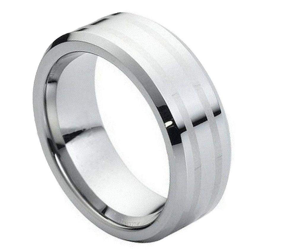 High Polish Two Lines Laser Engraved Center - Pasha Fine Jewelry