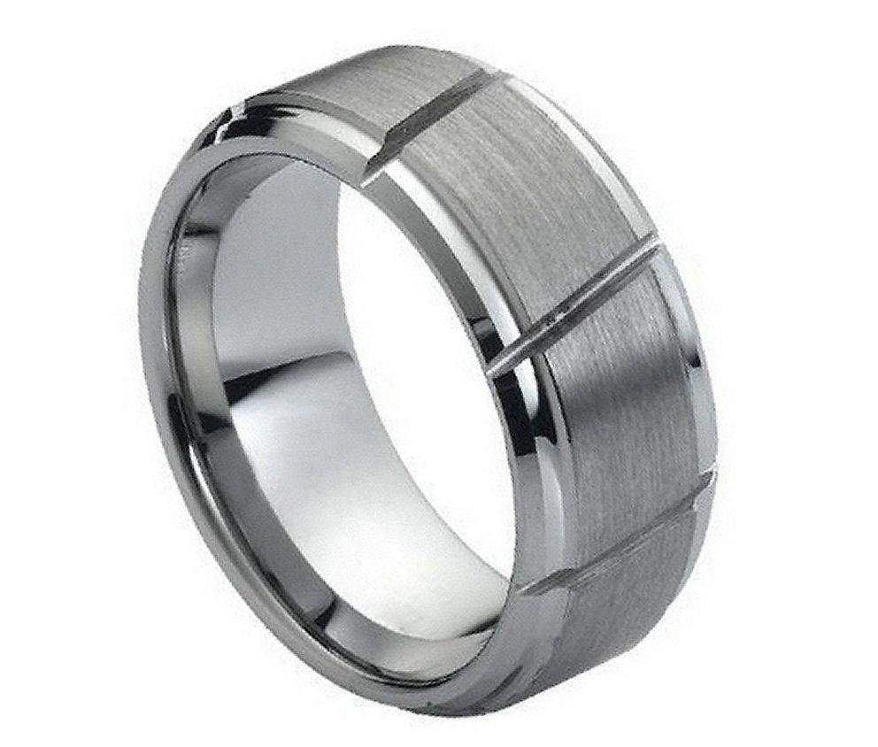 Multiple Diagonal Grooves Brushed Center - Pasha Fine Jewelry