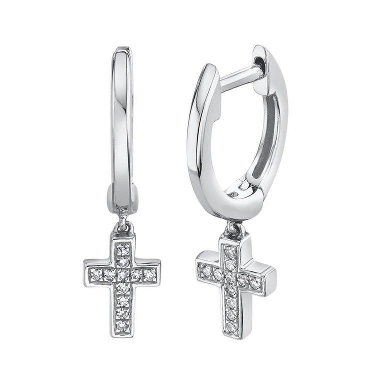 0.04ct Cross Huggie Earrings - Pasha Fine Jewelry